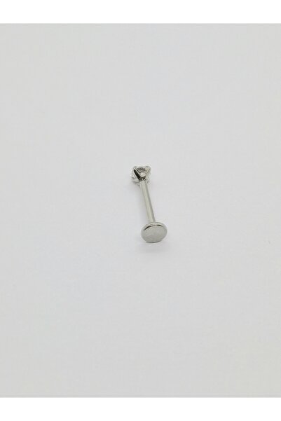 Set Paslanmaz Çelik Zirkon Taşlı ( 10 mm ) Dudak Labret Tragus Helix Piercing( Kalınlık:1,2mm )(Taş:3mm)