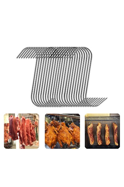 OEM Set of 24 stainless steel hooks for butcher or meat smoker, SINBINTA, S-s...