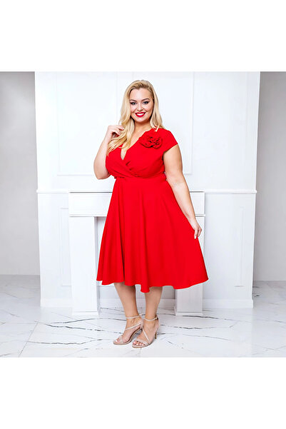 BOSCA EMESZON NINA dress size 50 Plus Size, elegant with medium length, for Wedding, Party, Special Events, red