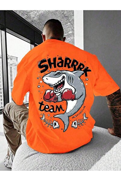 OVER HEAD Sharkk cu imprimeu pentru bărbați, mărime mare tricou