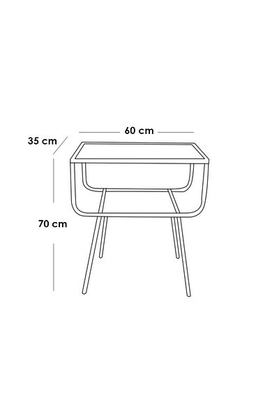 Generic Gold metal and glass side table - 60 x 35 x 70 cm