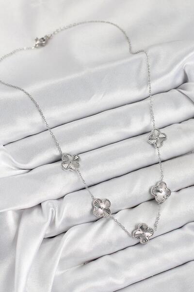 REBORN DESIGN Brass Vip Clover Model Silver Color Women's Necklace