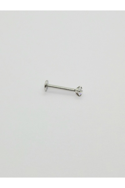 Set Stainless Steel Zircon Stone (10 mm) Lip Labret Tragus Helix Piercing (Thickness: 1.2mm) (Stone: 3mm)