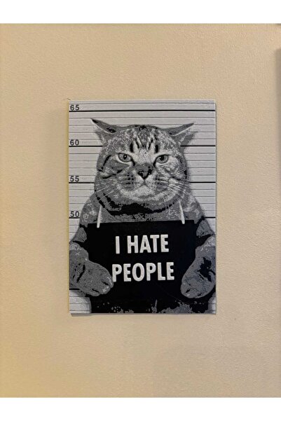 NADO DEKOR I HATE PEOPLE KEDİ TABLOSU