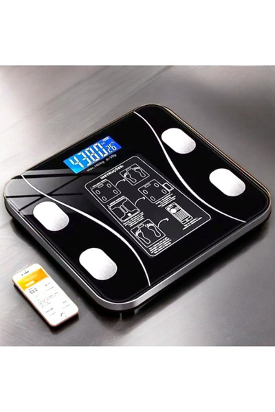Vezir Aksesuar Akıllı Bluetooth Tartı – Kilo, Yağ, Kas, Su ve BMI Ölçer Dijit...