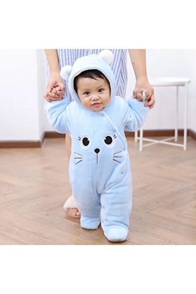 Superbaby Blue plush jumpsuit - Kitty