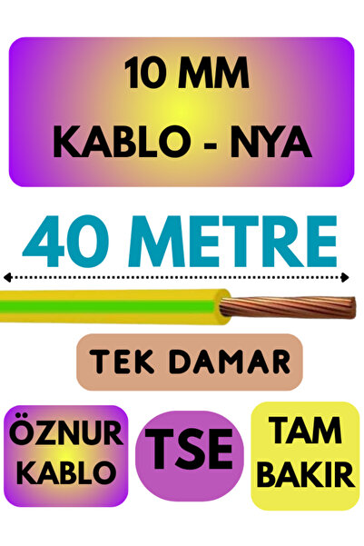 Avarson Öznur 10 MM NYA Kablo Metre Seçenekli (Sarı-Yeşil) 40 METRE