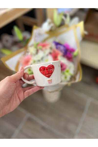 RinaSeramik Seramik Kırmızı Uaçn Balonlu Kupa