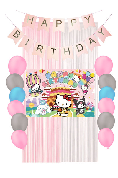 HAPPYLOOPPARTY Hello Kitty Doğum Günü Parti Malzemeleri Süsleri Mixxi Set Fri...