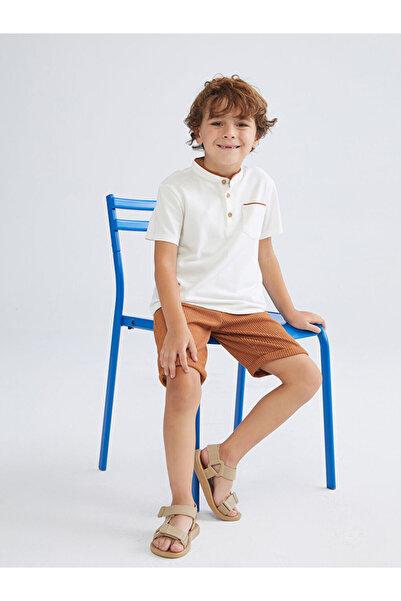 LC Waikiki Ecru Pique Boys' T-Shirt and Pants 2-Piece Set