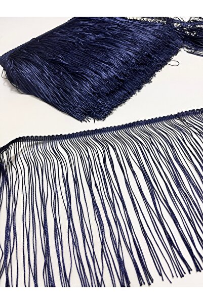 ELİTSEK Püskül saçak dekoratif şerit 20 cm lacivert 1 metre