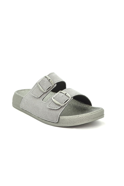 ERAVEN Women's Double Buckle Silvery Comfortable and Stylish Daily Slippers