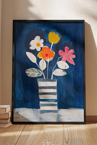 Cadran Çiçek Vazo tasarımlı Çerçeve Görünümlü Mdf Tablo