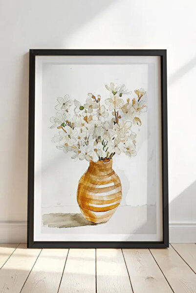 Cadran Çiçek Vazo tasarımlı Çerçeve Görünümlü Mdf Tablo