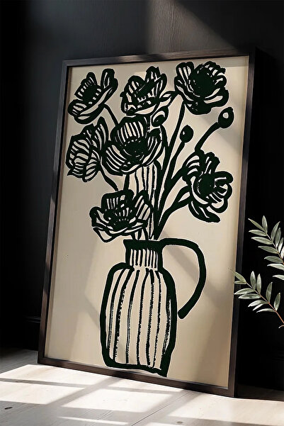 Cadran Çiçek Vazo tasarımlı Çerçeve Görünümlü Mdf Tablo