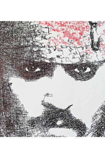 Kufy Gerçek Kalemle Çizilmiş Portre – Johnny Depp Karayip Korsanları - Siyah ve Kırmızı - Köşeli Çizgiler