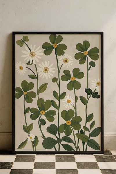 Cadran Çiçek Vazo tasarımlı Çerçeve Görünümlü Mdf Tablo