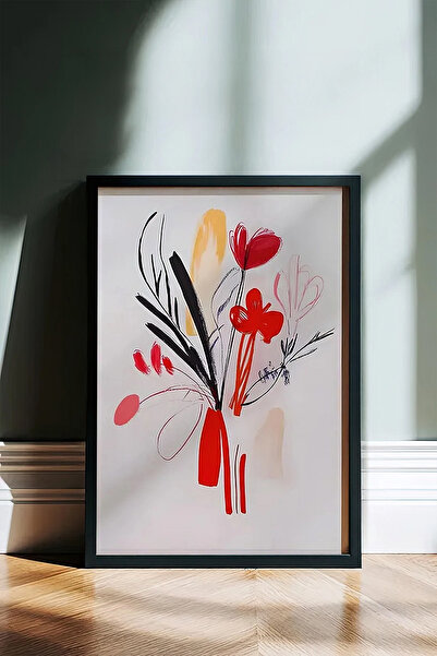 Cadran Çiçek Vazo tasarımlı Çerçeve Görünümlü Mdf Tablo