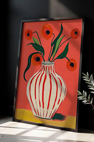 Cadran Çiçek Vazo tasarımlı Çerçeve Görünümlü Mdf Tablo