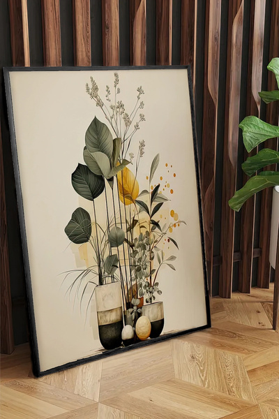 Cadran Çiçek Vazo tasarımlı Çerçeve Görünümlü Mdf Tablo