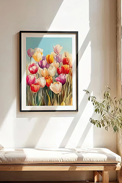 Cadran Çiçek Vazo tasarımlı Çerçeve Görünümlü Mdf Tablo