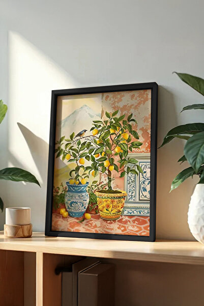 Cadran Çiçek Vazo tasarımlı Çerçeve Görünümlü Mdf Tablo