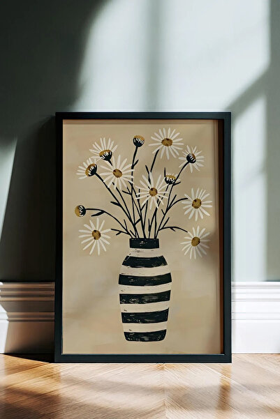 Cadran Çiçek Vazo tasarımlı Çerçeve Görünümlü Mdf Tablo