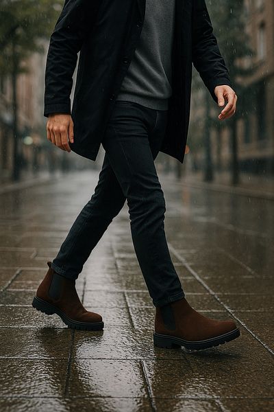 Growish Gre0157-2 Genuine Suede Leather Non-Slip No Odor Thick Sole Chelsea Top Quality Boots