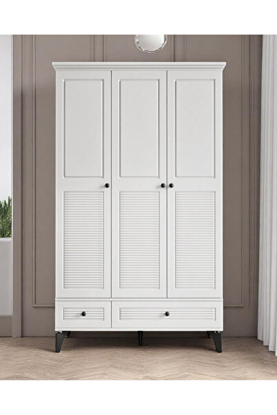 miracool Panjur Fix 3 Kapılı Dolap / %100 MDF / Beyaz / Ücretsiz Kurulum