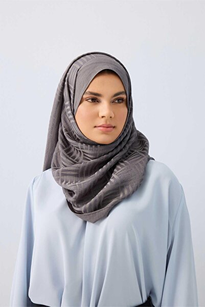 Imannoor İman Square Anthracite Naia Cotton Shawl 70X210