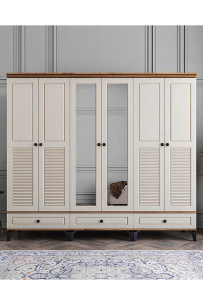 miracool Panjur Fix 6 Kapılı Dolap / %100 MDF / Çam-Aytaşı