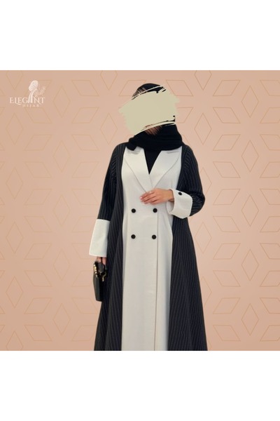 elegant hijab Classic two-tone striped abaya