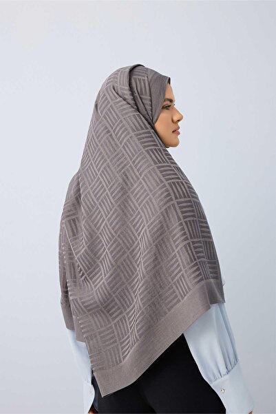 Imannoor İman Square Anthracite Naia Cotton Shawl 70X210