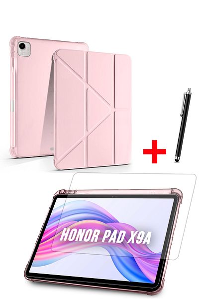 Nezih Case Honor Pad X9A Compatible Trifolding Silicone Case with Pen Compartment Screen Protector and Pen Set