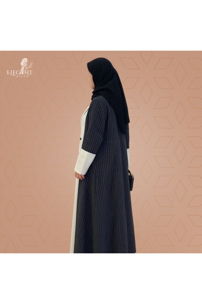 elegant hijab Classic two-tone striped abaya