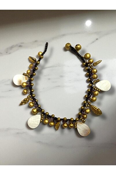 Bo Takı ve Aksesuar Bohemian Anklet with Handmade Natural Stones and Charms