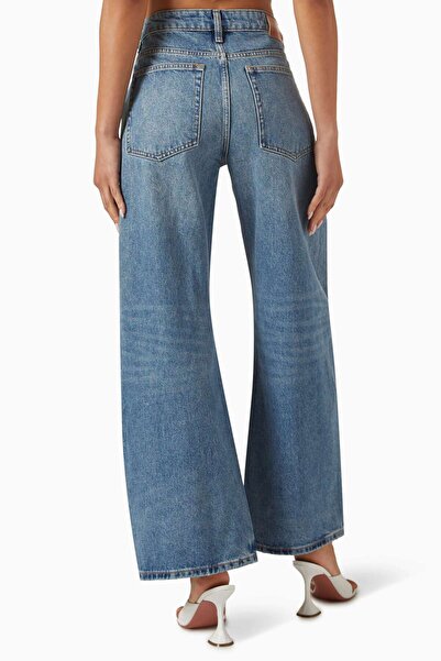 EB Denim Enzo Cropped Barrel Jean - Mavi - Rahat Mid-Rise ve Geniş Paça Tasarımı