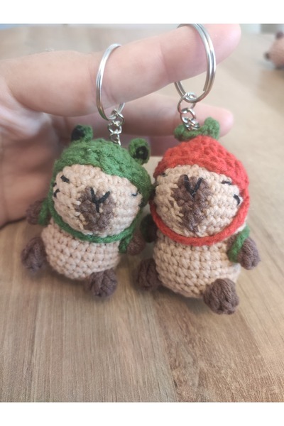 ElisaToys Amigurumi örgü capibara 2 li anahtarlık