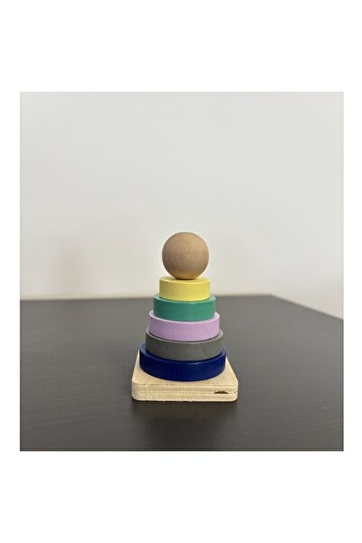 Mixbo Montessori Wooden Construction Tower for Stacking, Circle Model 3, 7 Pieces, Multicolor