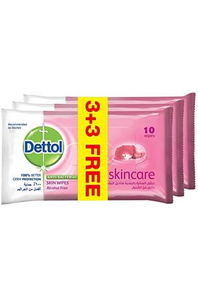 Dettol Antibacterial Wipes - Skincare, 6 x 10 Wipes