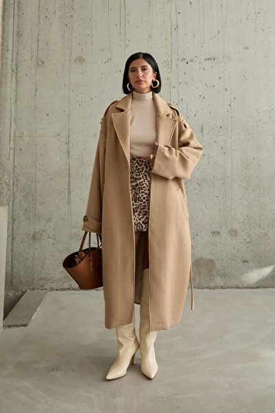 MetuCA Camel Long Stamp Belted Coat