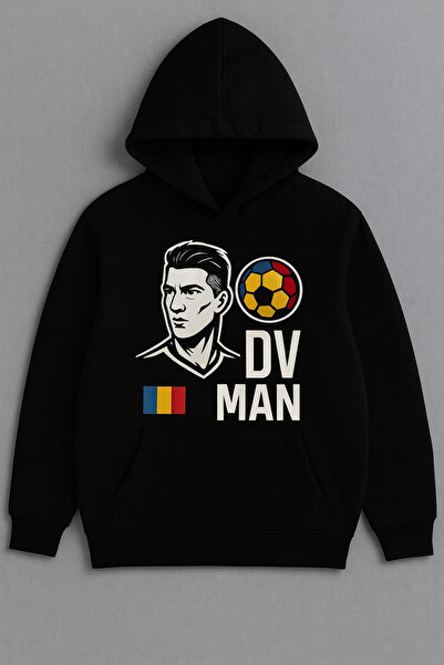 CLASSY.MODA România Echipa Națională DV MAN Design 3 Thread Hoodie Kangaroo P...