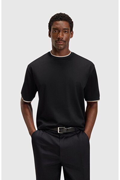 BOSS Erkek %100 Pamuk Rahat Kalıp Yuvarlak Yakalı Kısa Kollu Siyah T-Shirt 50...