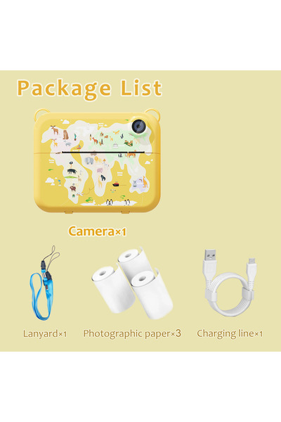 Choice3 كاميرا رقمية صفراء للأطفال للطباعة الفورية مناسبة لتصوير الصور الحرار...