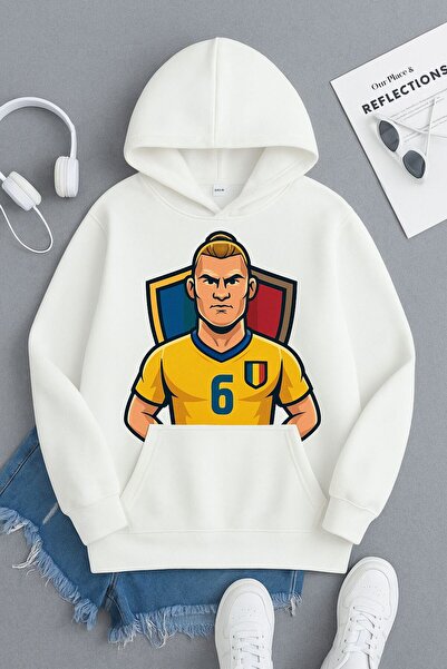 CLASSY.MODA Echipa națională din România Nicolae Stanciu No:6 Design 3 fire Hanorac cu glugă și buzunar cangur"