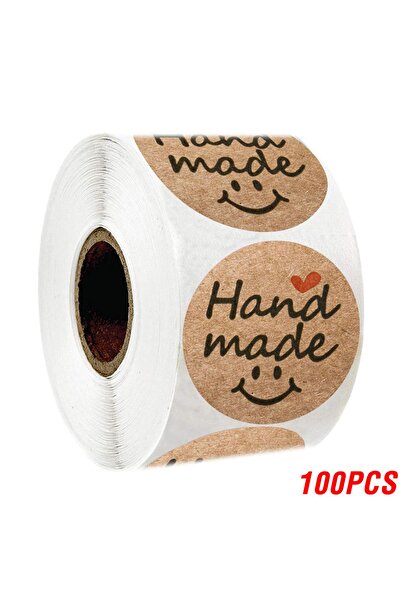 Choice5 H0515-100PCS 100-500pcs 1inch Vintage Kraft Paper Handmade With Love Stickers for Package Thank You
