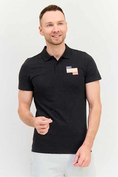 Puma Men Sportswear Fit Short Sleeves Outdoor Polo Shirt, Dark Grey