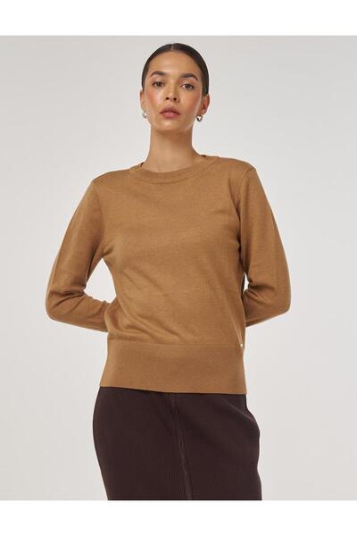 Kayra Button Detailed Wool Knit Sweater Stone