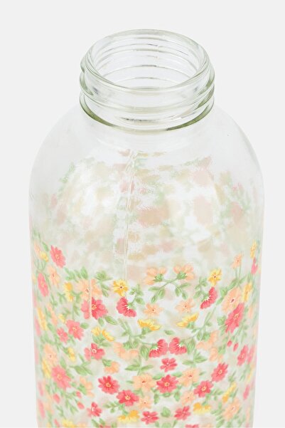 Muy Mucho Floral Print Glass Water Bottle 720ml, Multicolor