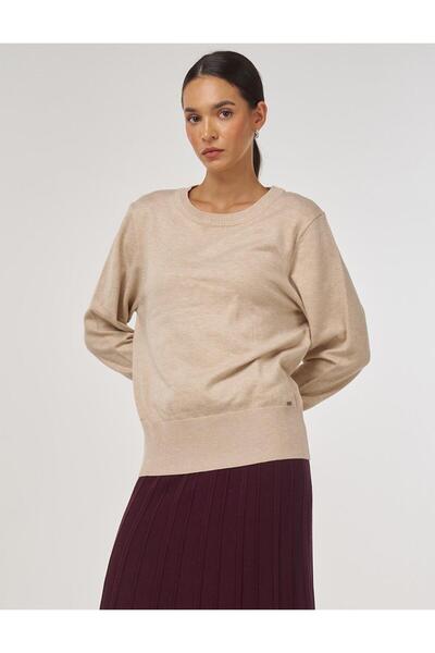 Kayra Button Detailed Wool Knitwear Sweater Beige